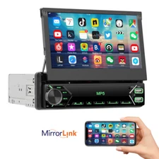 7" Single 1DIN Flip Car Stereo Bluetooth FM DS TF USB Mirror link MP5 Player