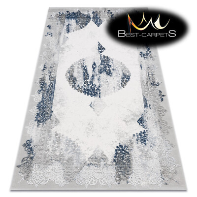 TOLLE exklusive ACRYL TEPPICHE ''VALE'' Ornament Vintage BLAU / GRAU beste Qualität