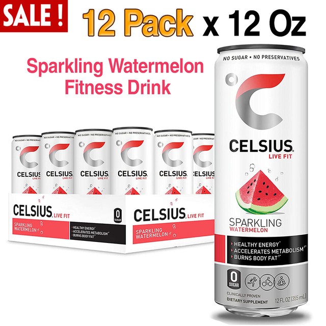CELSIUS Watermelon Berry Fitness Drink, Zero Sugar, 12oz. (23PK) EXP06
