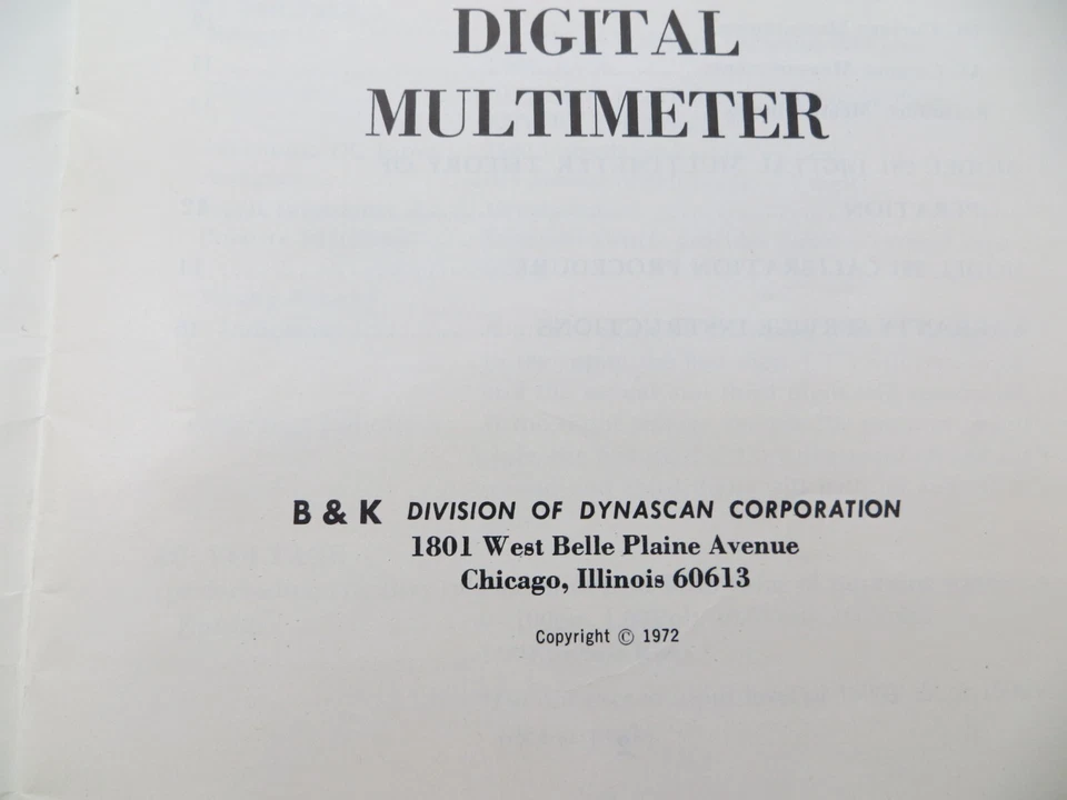 DIGITAL MULTIMETER B&K Model 281 Instruction Manual 1972 book - Image 3 of 4