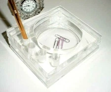 COOL MID CENTURY JERE ERA  LUCITE DESK PIECE  CLIPS PEN HOLDERS CATCH ALL