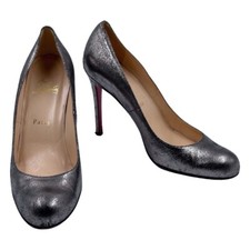 CHRISTIAN LOUBOUTIN Silver Cracked Leather Simple Pump US 10 / EU 40