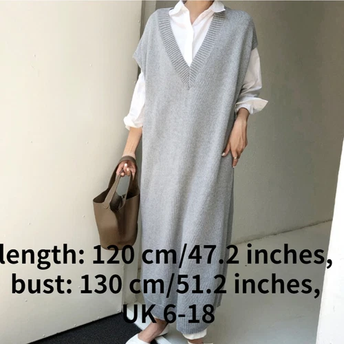 Women Vest Waistcoat Knitted Sweater Tank Pullover Long Loose Baggy Oversize New - Bild 8 von 11