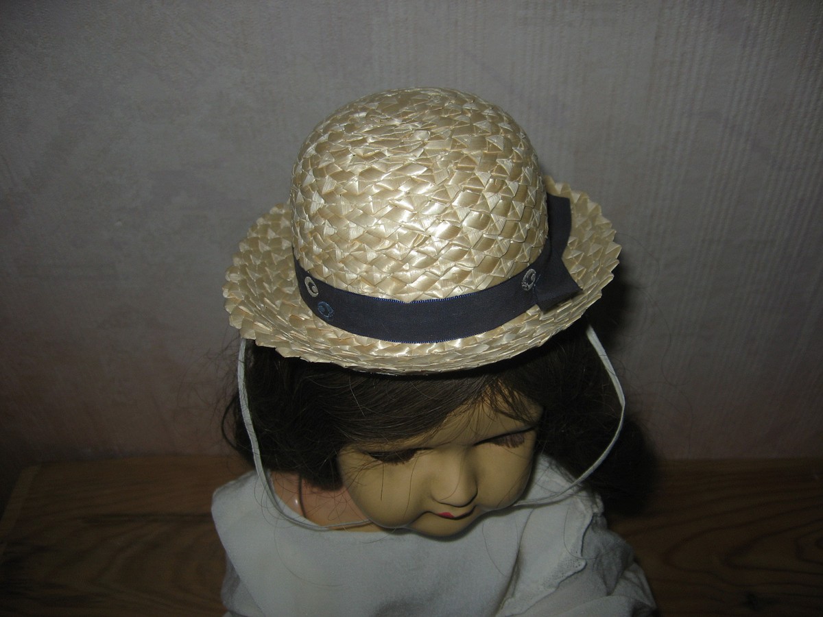 lot de 2 chapeaux en paille pour poupée ancienne / 2 antique