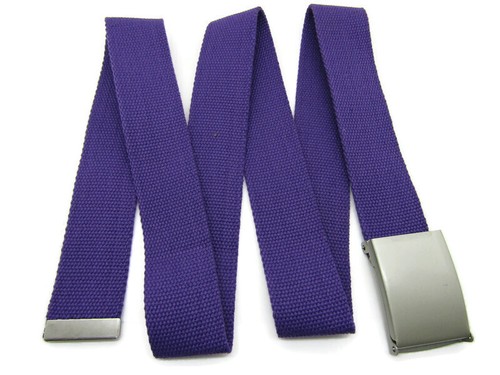 Unisex High Quality Canvas Fabric Webbing Belt Brushed Silver Buckle Army Style - Picture 38 of 275