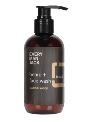 Beard + Face Wash Sandalwood 6.7 Oz  by Every Man Jack ( 4 Pack)