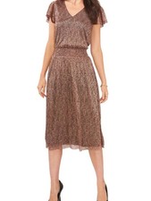 Vince Camuto Metallic Burgundy Shimmer Dress