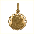 18k 750 Real Yellow GOLD Saint Virgin Mother Mary Madonna Pendant Medal Vintage