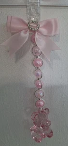 *nouveau*Pink Girl charme de landau avec perles roses avec rose diamonti Bow