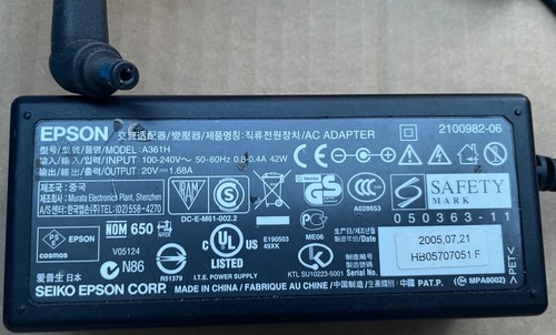 EPSON PictureMate Deluxe Drucker Netzteil Adapter B315A B351A B382A 500 290