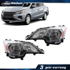 Headlights Assembly For 2021-2024 Mitsubishi Mirage G4 Halogen Chrome Clear Pair