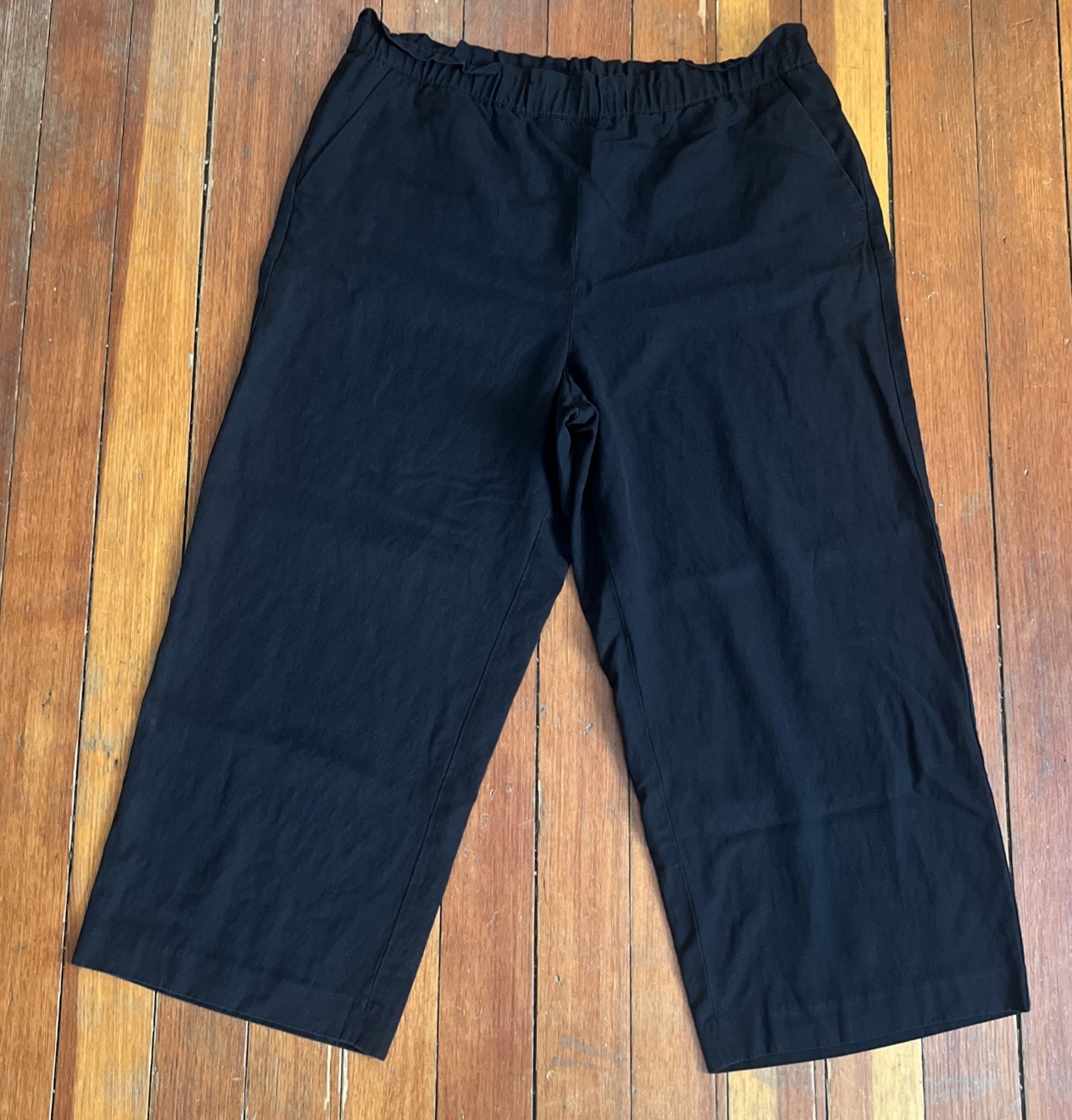 Talbots linen Blend Nantucket  Pull On Wide Leg Pants Women’s Size Xl Black