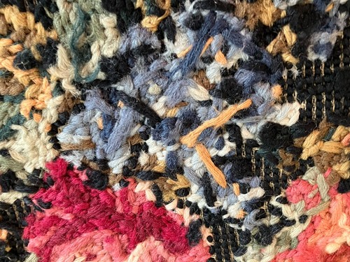 VTG Floral Rose Black Pinks Blue Finished Chair Pillow Cover Needlepoint USED - Picture 20 of 20