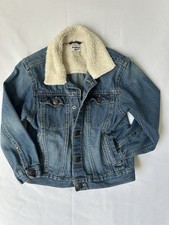 Oshkosh B'Gosh Boys Acid Wash Denim Jacket With Sherpa Collar Size 6