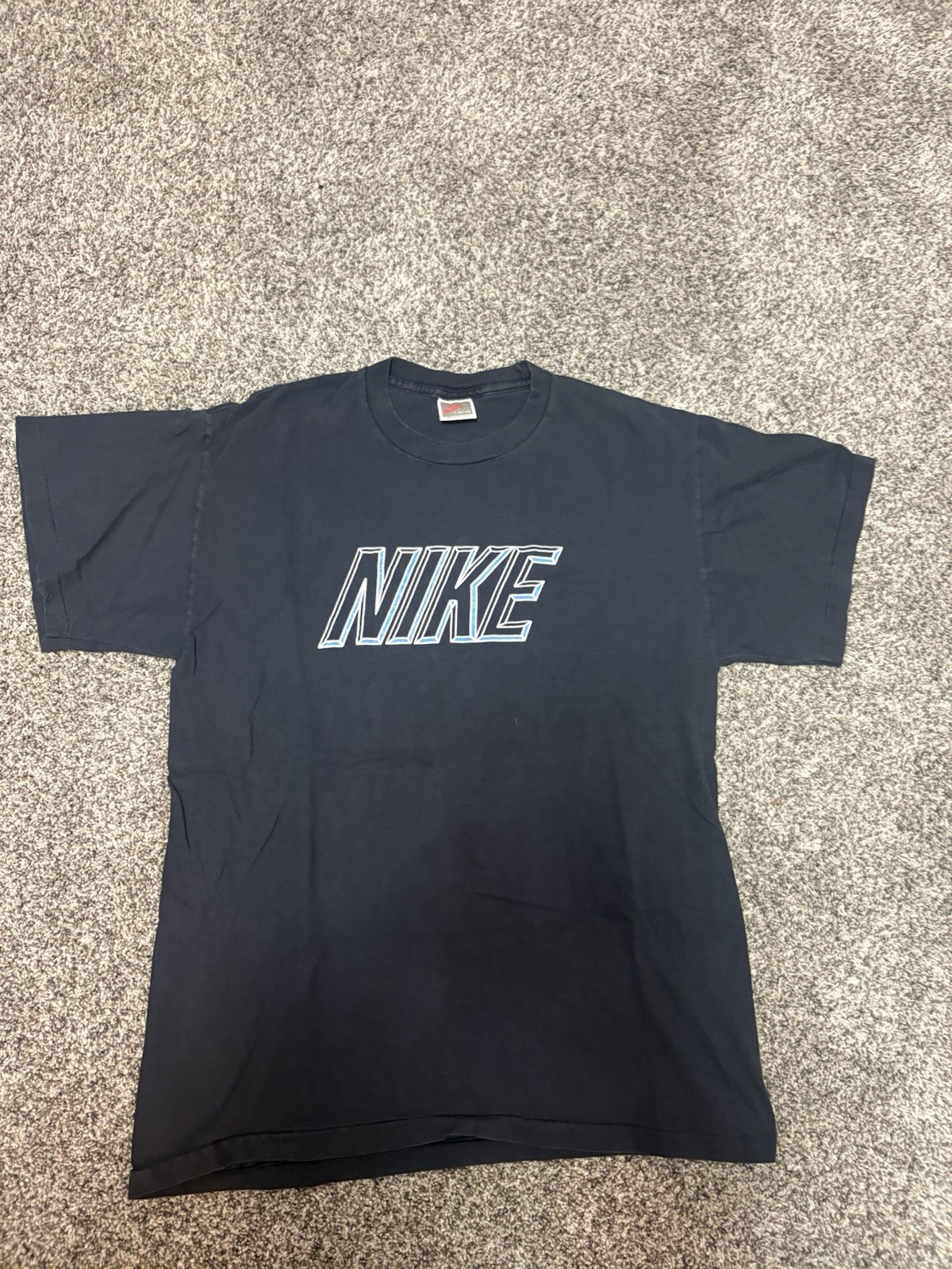 Vintage Nike Black Graphic Logo Crew Neck Men's T-Shirt Size L (41-43)
