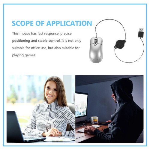 Retractable USB Optical Mouse Mini Ergonomic Design For Laptop - 第 2/12 張圖片