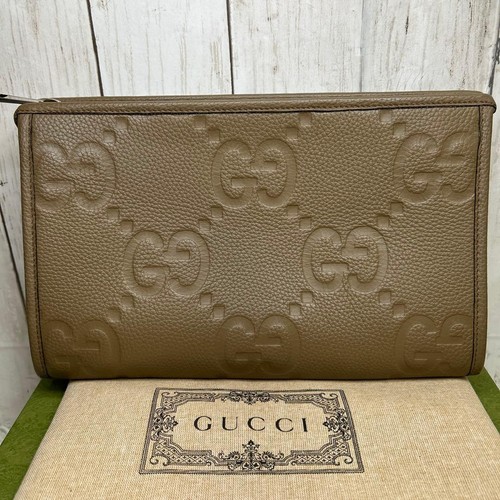 GUCCI Jumbo GG clutch bag second bag leather Shima large logo - Picture 1 of 20
