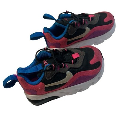 Nike Air Max 270 React Toddler Running Shoes 4C Black Pink Blue Kids Sneakers 