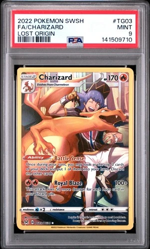 2022 POKEMON SWORD & SHIELD LOST ORIGIN #TG03 FULL ART/CHARIZARD PSA 9 Mint