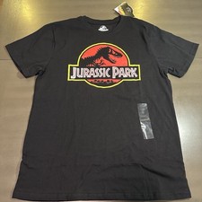 New Jurassic Park Classic Logo In Red With T-Rex Unisex T-Shirt Size Small