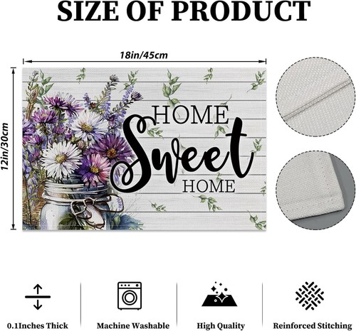 CSFOTO Housewarming Placemat Set of 4 Home Sweet 18x12 inch, Red - Picture 3 of 7