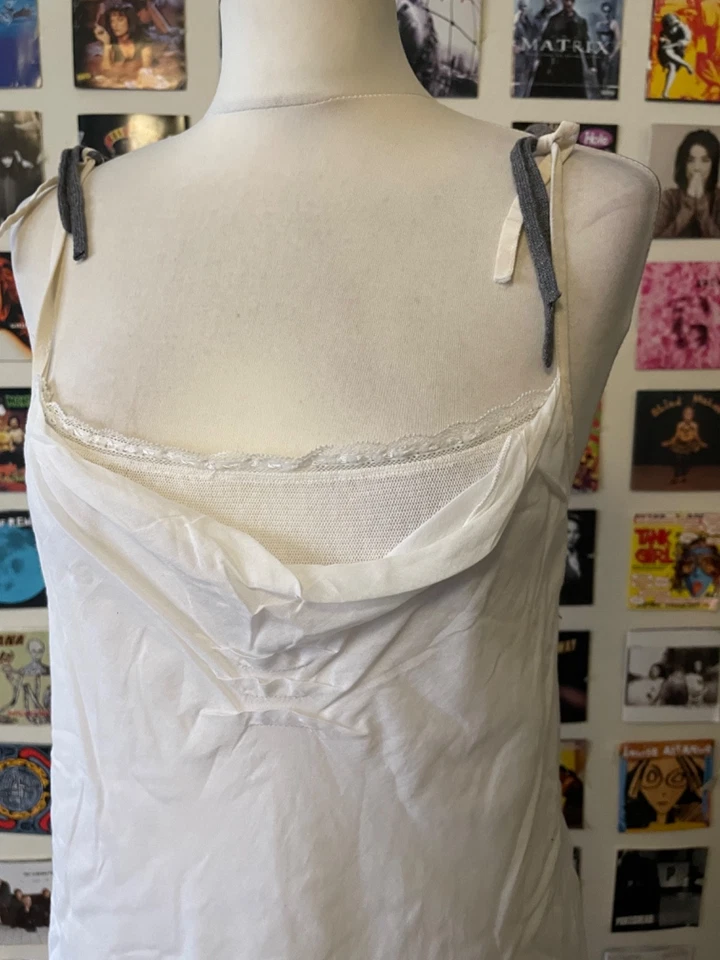 Vintage 90's Y2K Cop copine white dress layers writing adjustable straps — 第 4/4 张图片