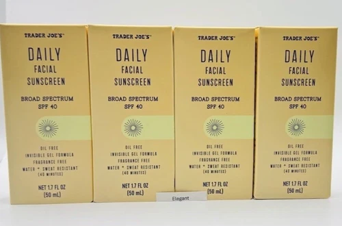 4 x Trader Joe's Daily Facial Sunscreen Broad Spectrum SPF 40 -1.7oz x 4 Bottles
