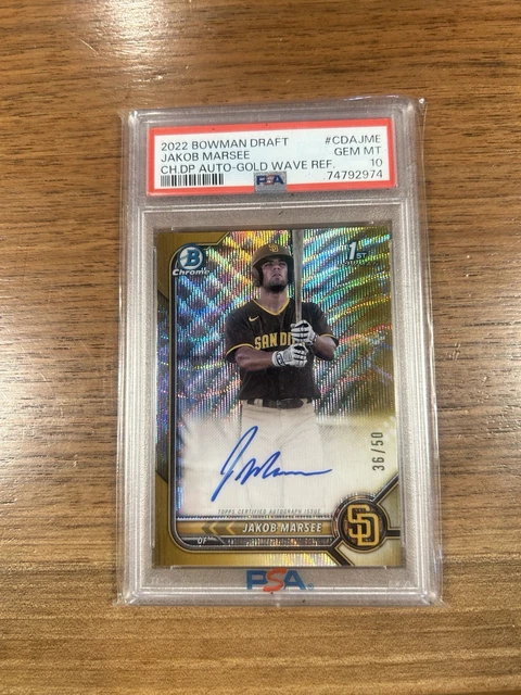 2022 Bowman Draft Jakob Marsee 1st bowman gold wave auto psa 10
