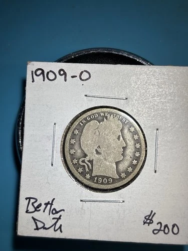 1909 O  New Orleans Barber Quarter 90% silver, Key Date!