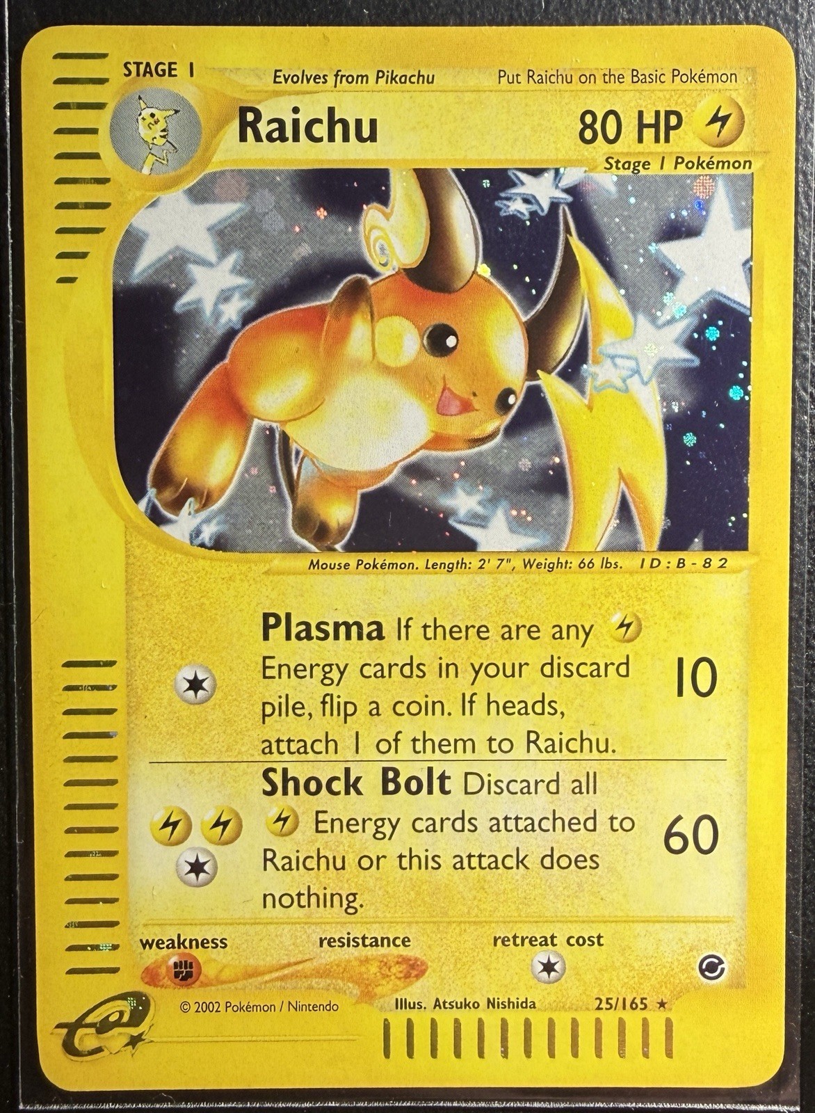 Raichu 25/165 Holo Rare 2002 Pokémon Expedition NM