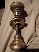 Antique Solid Brass Door Knob Set with Spindle and Back Plates