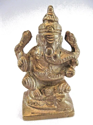 Vintage Indian Brass of Lord Ganesha Statue Idol Elephant God handcrafted 195gr - Image 1 of 4