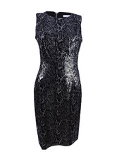 Calvin Klein Women's Velvet Sequined Animal-Print Dress 191797907099