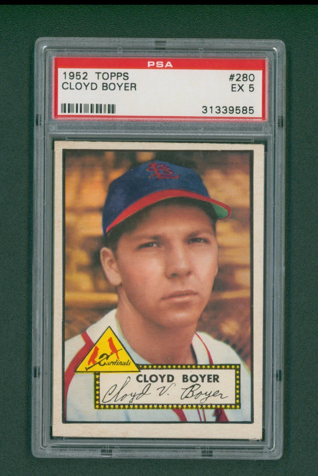 1952 Topps Baseball Card - #280 Cloyd Boyer, PSA 5 EX