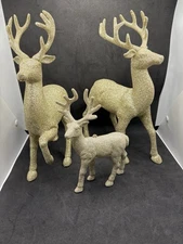 3 Gold Glitter Holiday Deer Reindeer Figurines Christmas 13" 8” ? RAZ Imports