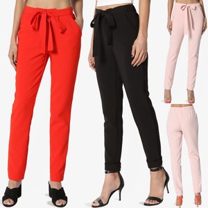 TheMogan Tied Wrap Front Elastic High Waist Flowy Stretch Wide Leg Pull-On Pants