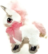 Dan Dee Collectors Choice SMALL WHITE UNICORN Plush Toy Stuffed Animal Pink 7"