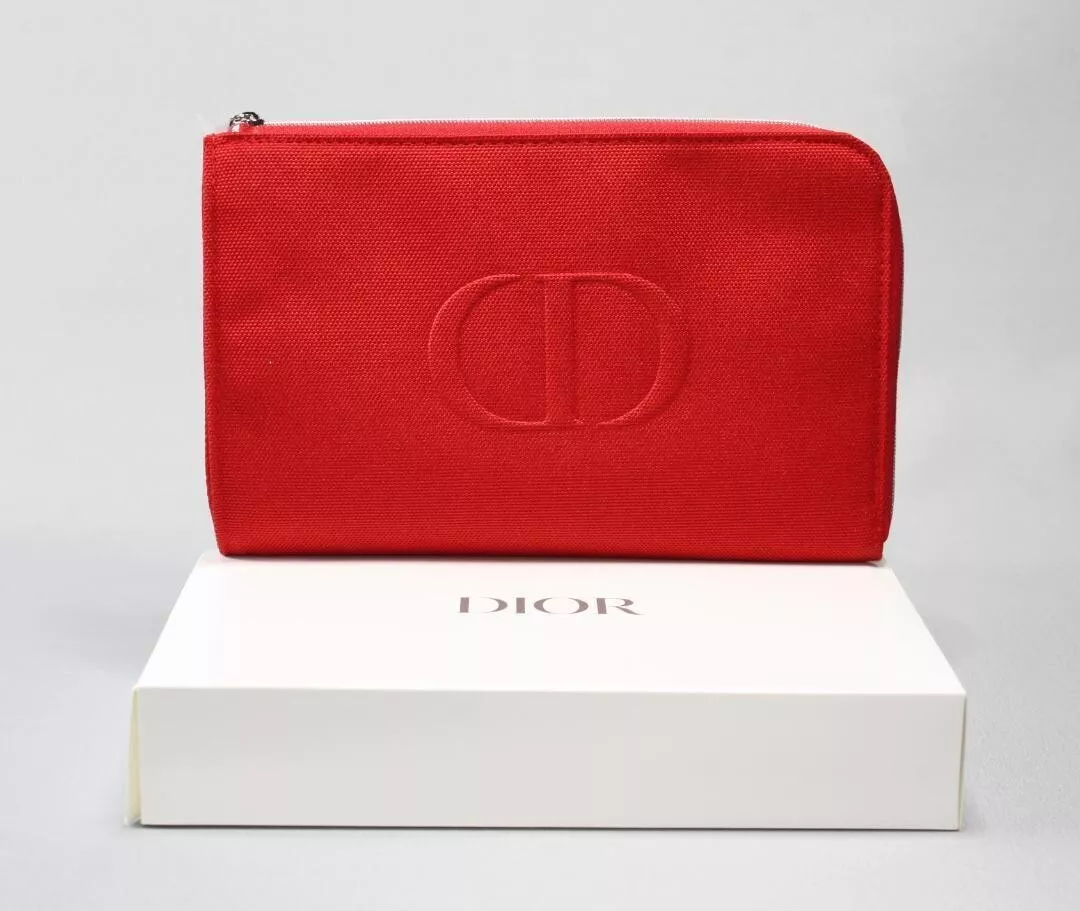 Pochette Christian Dior pochette toile rouge 20 x 13 x 3 cm logo zippé rond pas à vendre