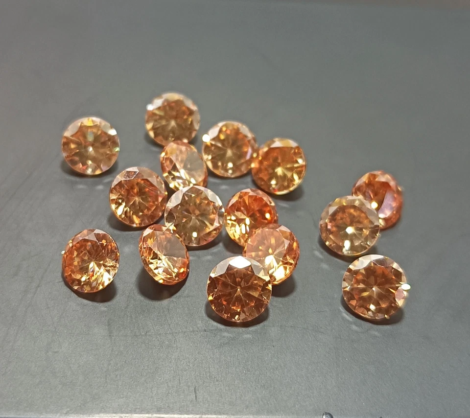 Lote de 20 piezas de piedras preciosas sueltas certificadas con zafiro champán natural corte redondo Foto 2 de 4