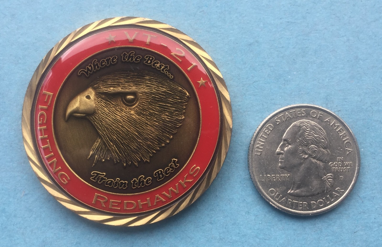 US NAVY CHALLENGE COIN - NAVY STRIKE JET TRAINING SQUADRON 21 (VT-21) REDHAWKS