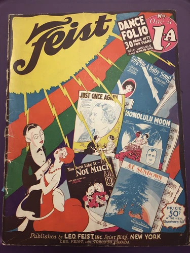 FEIST Dance Folio 1A - 30 Hits for Piano, Ukulele, Banjo-Uke -Vintage Late 1920s