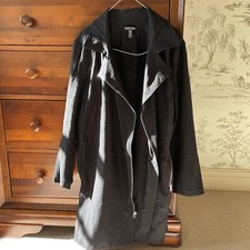 Eileen Fisher Black Crepe Unlined Coat Zip Detail Pockets Sleeves& Front Sizexl