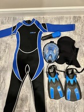 Youth Size 10 HISEA Scuba Donkey Wetsuit Black/Blue