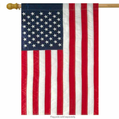 American Flag Applique & Embroidered House Flag Stars & Stripes USA 28''X48'' USA