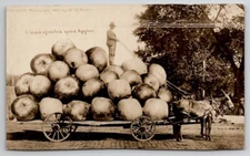 RPPC Exaggerated Apples On Horse Drawn Wagon Trick Photography Postcard W25