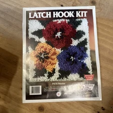 Vintage National Yarn Crafts P478 Pansies Latch Hook Kit 12x12 Flowers New