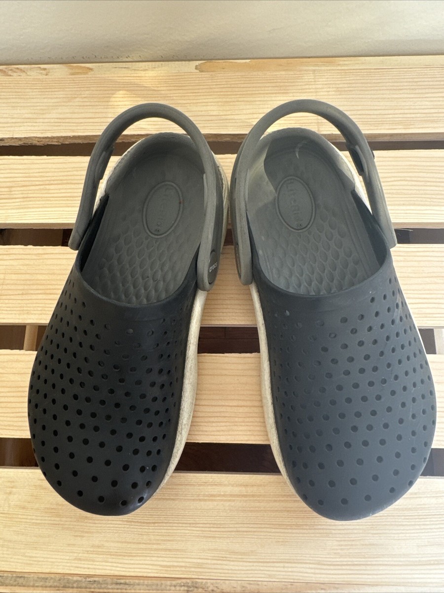 LiteRide by Crocs Clogs Black Gray Sandals Big Kids Size C11