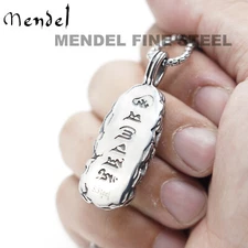 MENDEL Mens Tibetan Buddhist Protection Amulet Pendant Necklace Stainless Steel