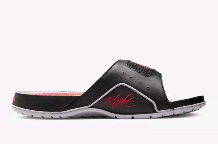Size 12 Men\'s Jordan Hydro 4 Retro Slide Sandals 532225-060 Black/Fire Red‎ Nike Jordan Hydro 4 IV Slide 532225-060 Black Fire Red  main image 2