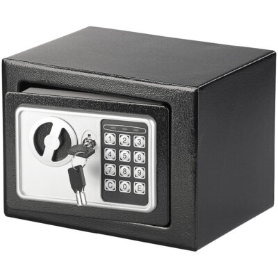 Xcase Stahlsafe digit. Code-Schloss, 2 Tresor-Schlüssel, 5 Lit, 23x17x17cm